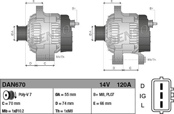 Denso DAN670 - Генератор parts5.com