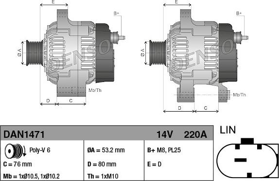 Denso DAN1471 - Генератор parts5.com