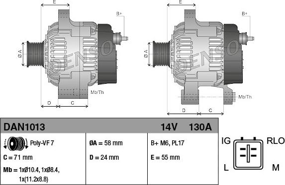 Denso DAN1013 - Alternator parts5.com