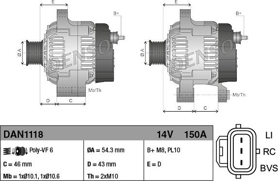 Denso DAN1118 - Генератор parts5.com