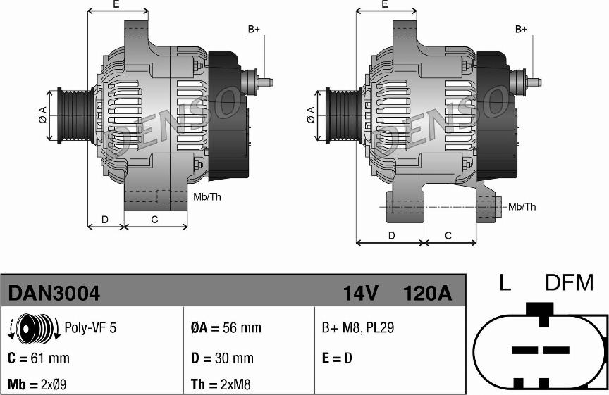 Denso DAN3004 - Генератор parts5.com