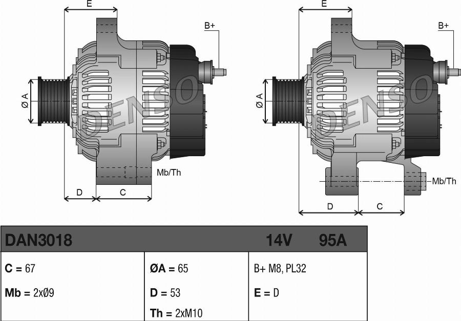 Denso DAN3018 - Генератор parts5.com