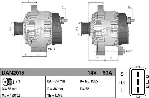 Denso DAN2015 - Alternador parts5.com