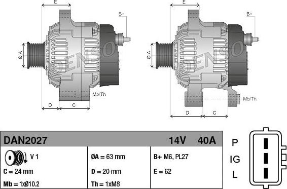 Denso DAN2027 - Alternador parts5.com