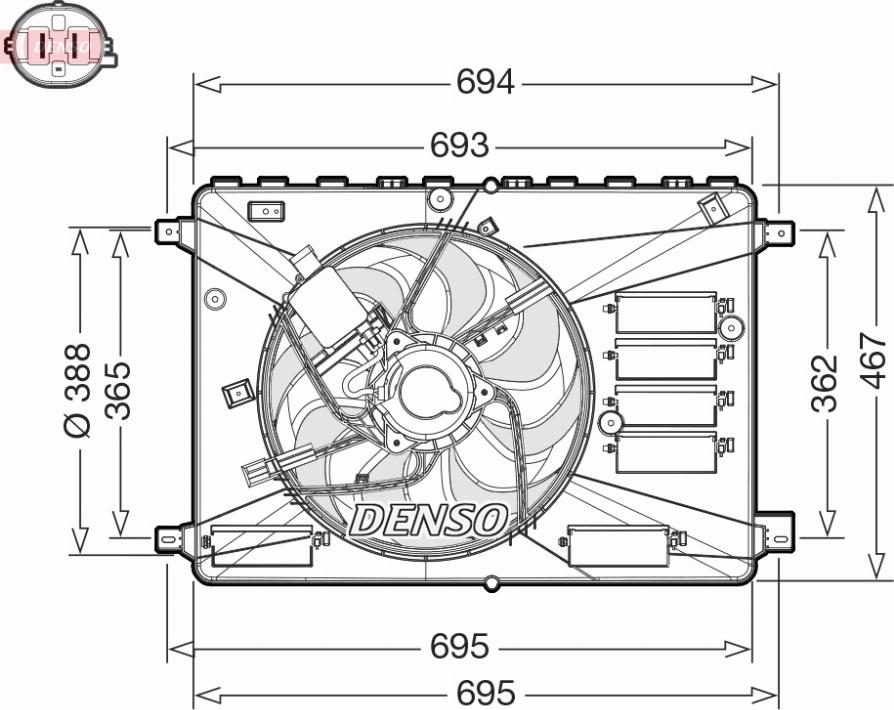 Denso DER10010 - Вентилятор, охлаждение двигателя parts5.com