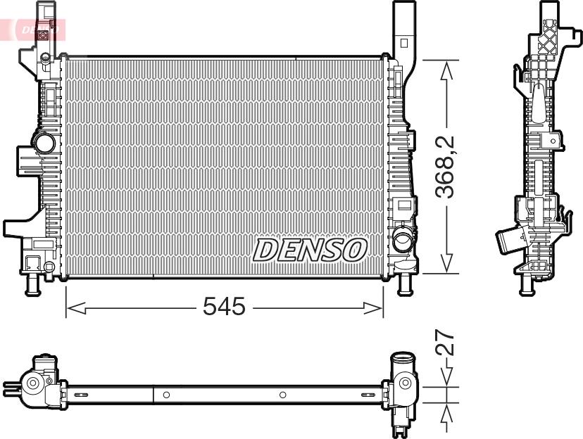 Denso DRM10122 - Радиатор, охлаждение двигателя parts5.com