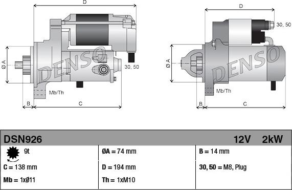 Denso DSN926 - Motor de arranque parts5.com