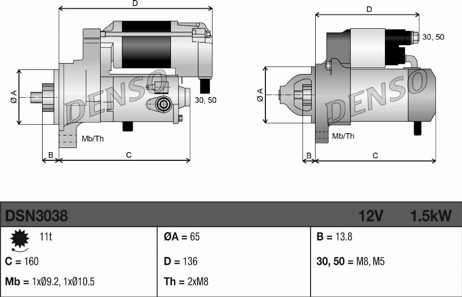 Denso DSN3038 - Стартер parts5.com