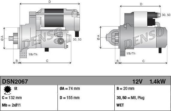 Denso DSN2067 - Стартер parts5.com