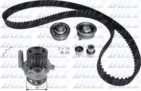 DOLZ KD104 - Water Pump & Timing Belt Set parts5.com