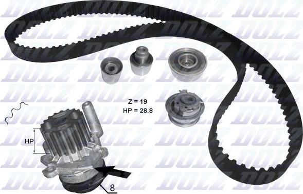 DOLZ KD100 - Водяной насос + комплект зубчатого ремня parts5.com