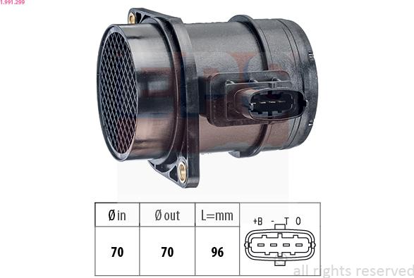 EPS 1.991.299 - Датчик потока, массы воздуха parts5.com