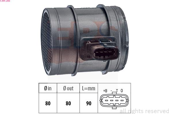 EPS 1.991.293 - Датчик потока, массы воздуха parts5.com