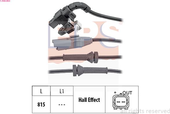 EPS 1.960.063 - Датчик ABS, частота вращения колеса parts5.com