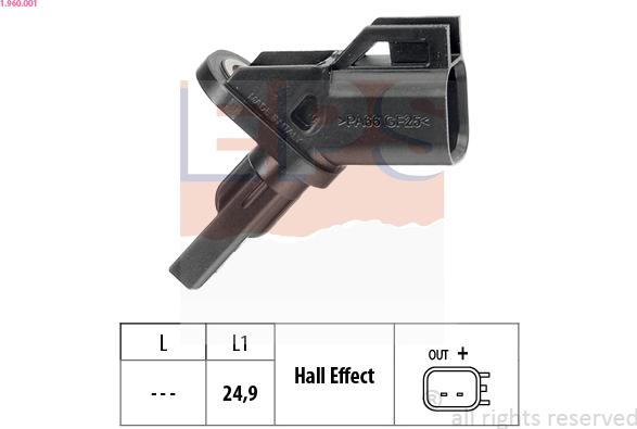 EPS 1.960.001 - Датчик ABS, частота вращения колеса parts5.com