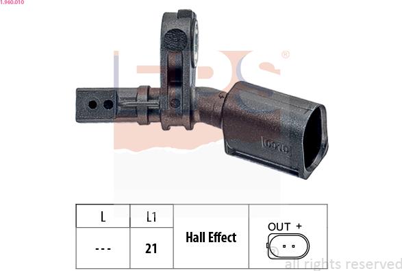 EPS 1.960.010 - Датчик ABS, частота вращения колеса parts5.com