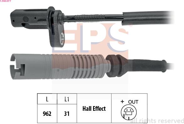 EPS 1.960.077 - Датчик ABS, частота вращения колеса parts5.com