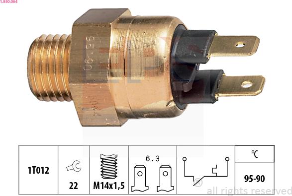 EPS 1.850.064 - Interruptor de temperatura, ventilador del radiador parts5.com