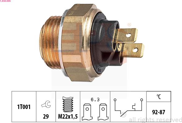 EPS 1.850.005 - Interruptor de temperatura, ventilador del radiador parts5.com