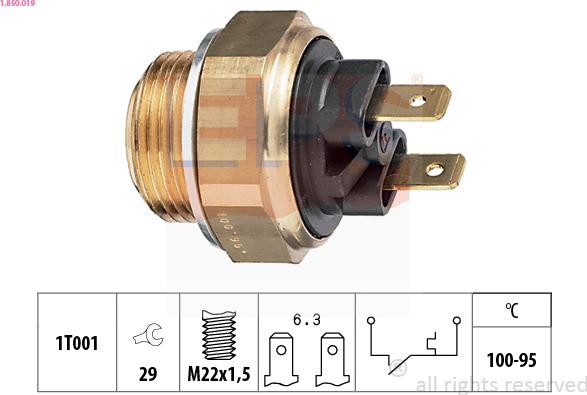 EPS 1.850.019 - Interruptor de temperatura, ventilador del radiador parts5.com