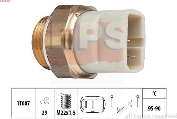 EPS 1.850.027 - Interruptor de temperatura, ventilador del radiador parts5.com