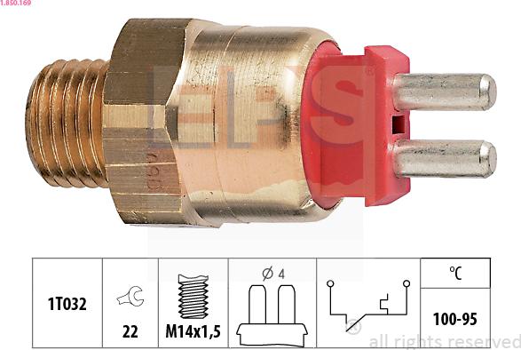 EPS 1.850.169 - Interruptor de temperatura, ventilador del radiador parts5.com