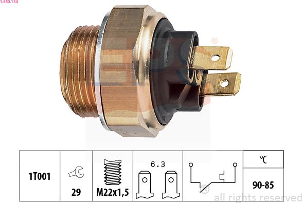 EPS 1.850.134 - Interruptor de temperatura, ventilador del radiador parts5.com