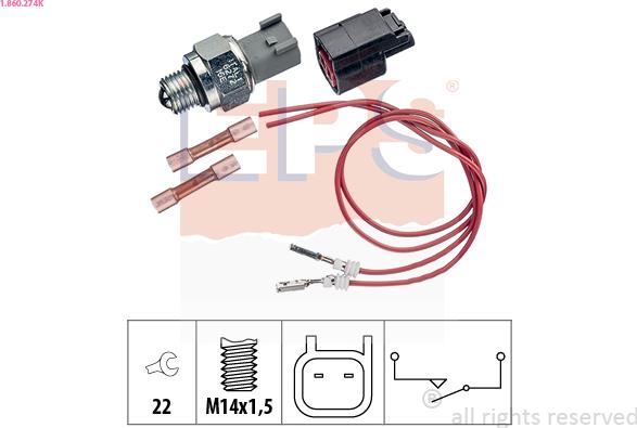 EPS 1.860.274K - Датчик, переключатель, фара заднего хода parts5.com