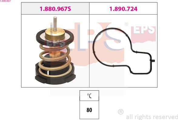 EPS 1.880.967 - Термостат, охлаждающая жидкость parts5.com