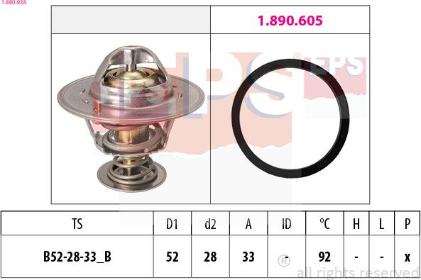 EPS 1.880.928 - Термостат, охлаждающая жидкость parts5.com