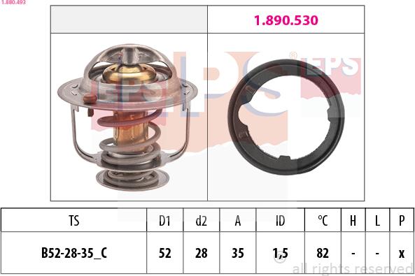 EPS 1.880.493 - Термостат, охлаждающая жидкость parts5.com