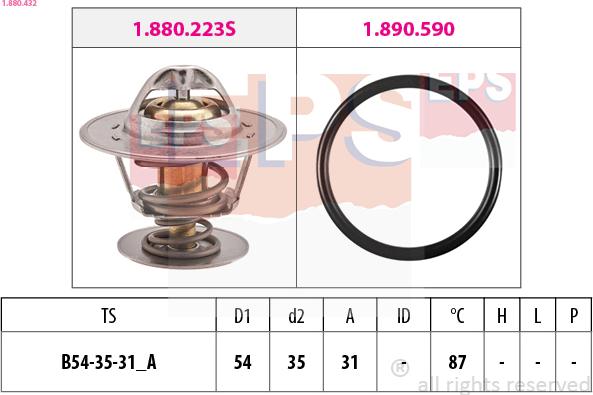 EPS 1.880.432 - Термостат, охлаждающая жидкость parts5.com