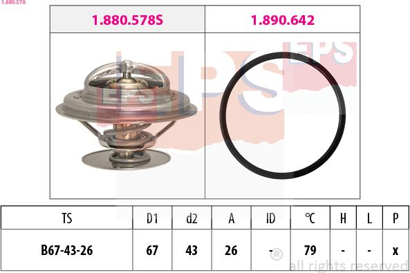 EPS 1.880.578 - Термостат, охлаждающая жидкость parts5.com