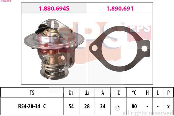 EPS 1.880.694 - Термостат, охлаждающая жидкость parts5.com