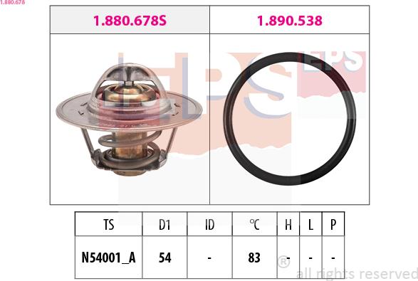 EPS 1.880.678 - Термостат, охлаждающая жидкость parts5.com