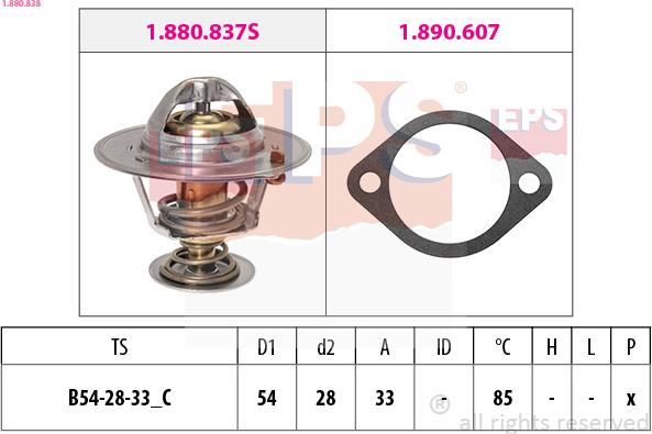 EPS 1.880.838 - Термостат, охлаждающая жидкость parts5.com