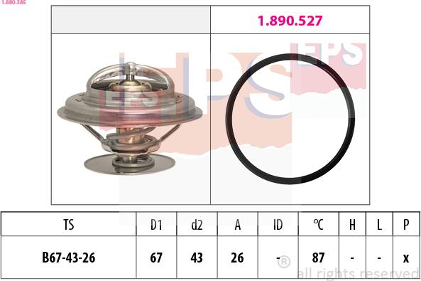 EPS 1.880.385 - Термостат, охлаждающая жидкость parts5.com