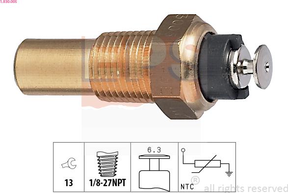 EPS 1.830.005 - Sensor, temperatura del refrigerante parts5.com