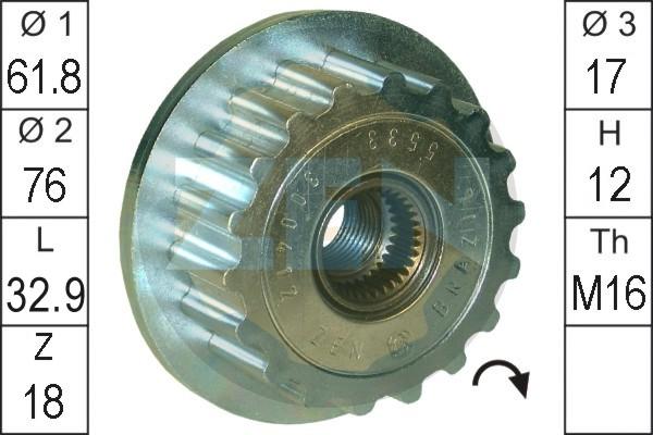 ERA ZN5533 - Шкив генератора, муфта parts5.com