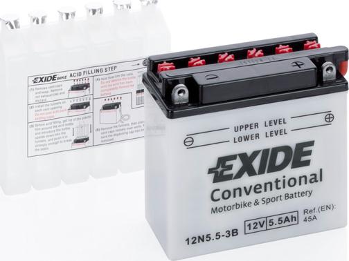 Exide 12N5,5-3B - Стартерная аккумуляторная батарея, АКБ parts5.com