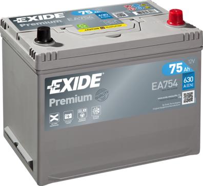 Exide EA754 - Стартерная аккумуляторная батарея, АКБ parts5.com