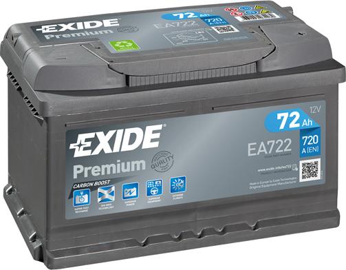 Exide EA722 - Стартерная аккумуляторная батарея, АКБ parts5.com