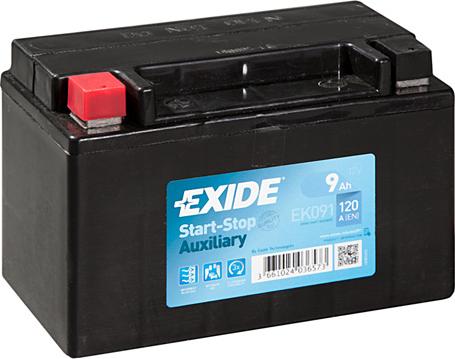 Exide EK091 - Стартерная аккумуляторная батарея, АКБ parts5.com