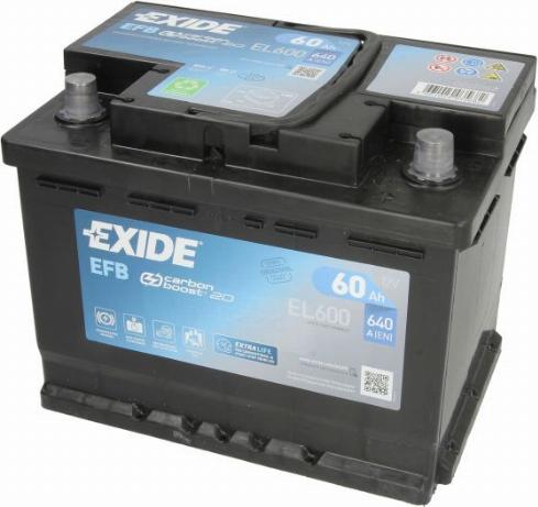 Exide EL600 - Стартерная аккумуляторная батарея, АКБ parts5.com