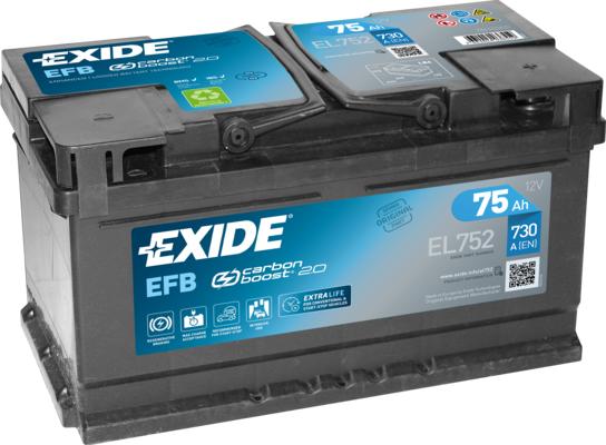 Exide EL752 - Стартерная аккумуляторная батарея, АКБ parts5.com