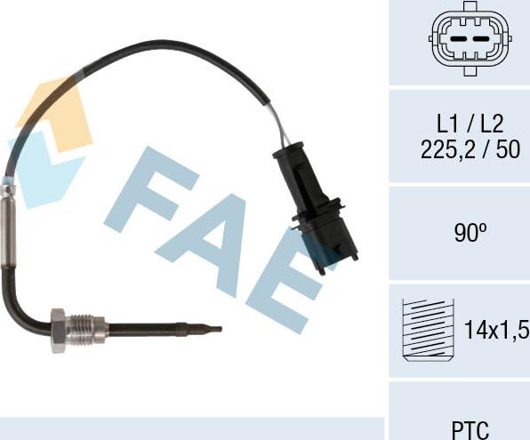 FAE 68091 - Датчик, температура выхлопных газов parts5.com