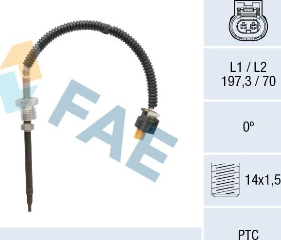 FAE 68043 - Датчик, температура выхлопных газов parts5.com