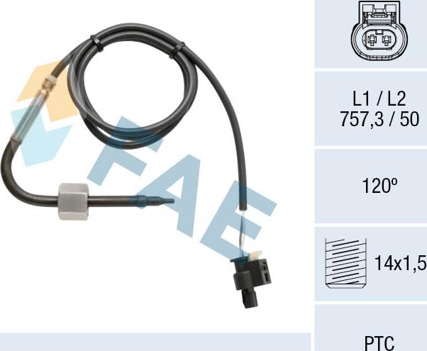 FAE 68050 - Датчик, температура выхлопных газов parts5.com