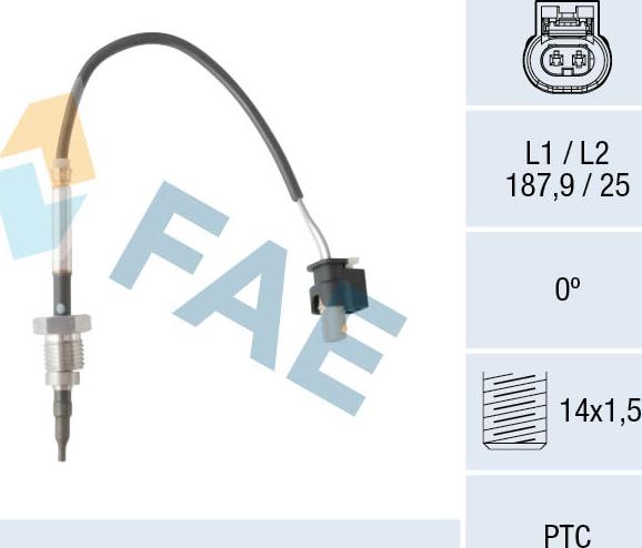 FAE 68052 - Датчик, температура выхлопных газов parts5.com