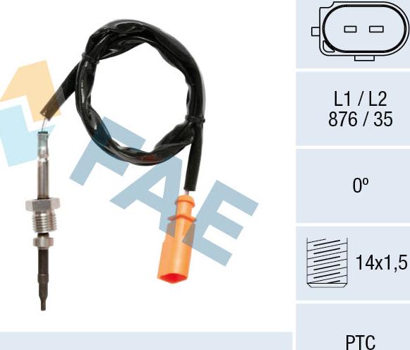 FAE 68057 - Датчик, температура выхлопных газов parts5.com